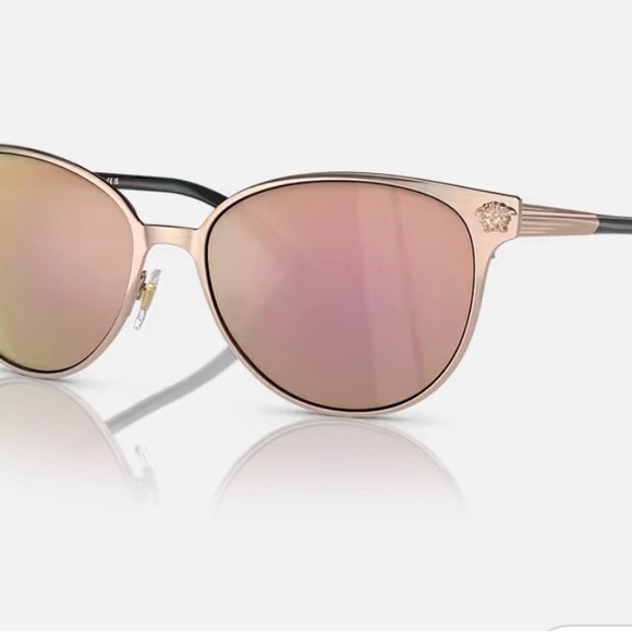 Versace Women\'s Sunglasses with Gold Frame and Pink Lenses Iconic January Jones